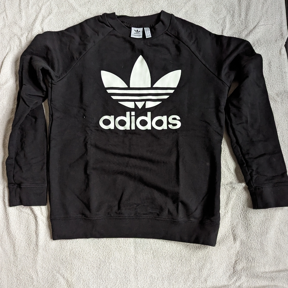 Adidas logo sweatshirt (aka trefoil crewneck sweatshirt), black, never worn